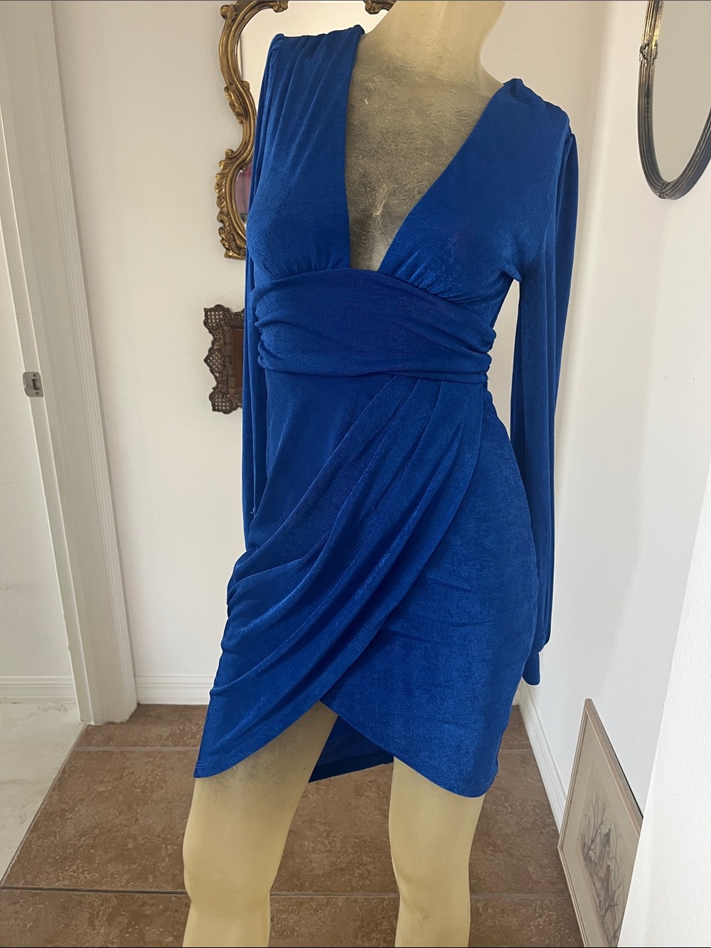 Hello Molly Electric Blue Long Sleeve Mini Dress